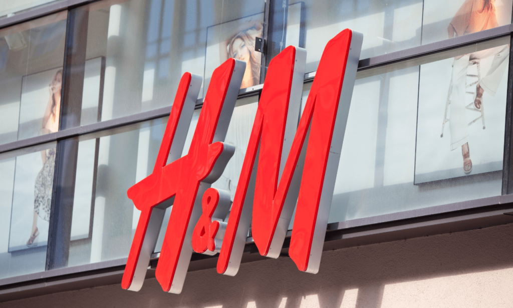 H&M store facade, displaying the popular fashion brand's retail location and welcoming storefront.