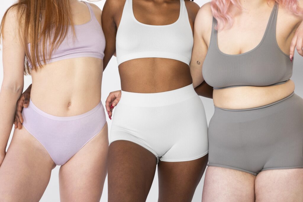 Group of diverse and beautiful women demonstrating various types of beauty, showcasing how to dress for your body type, and embracing their unique styles.