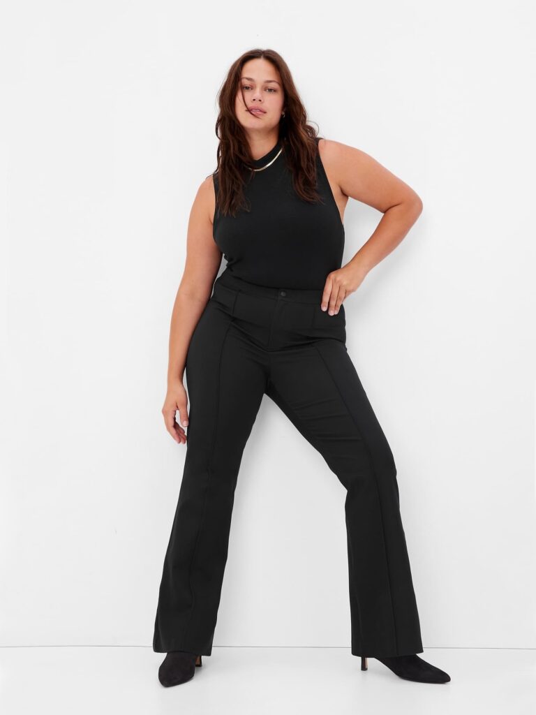 Plus Size Woman Wearing High Rise BiStretch Flare Pants