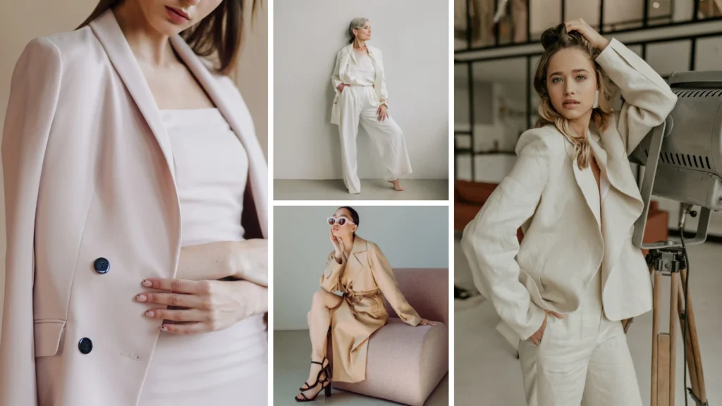 A collage of minimalist fashion outfits showcasing simplicity and style