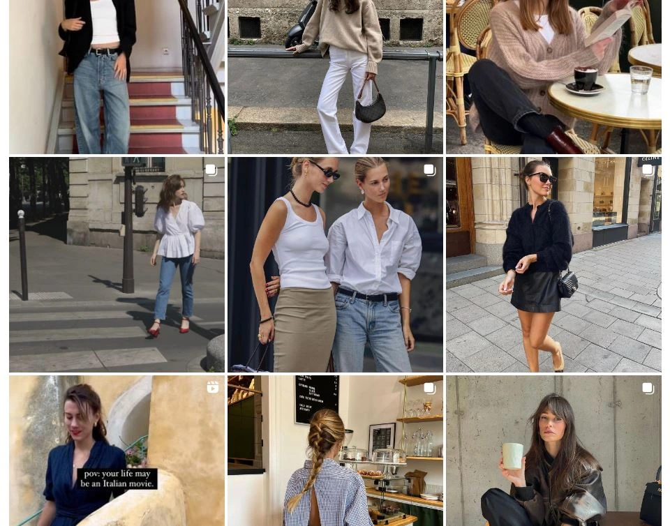 Collage of minimalist outfit by influencer onparledemode