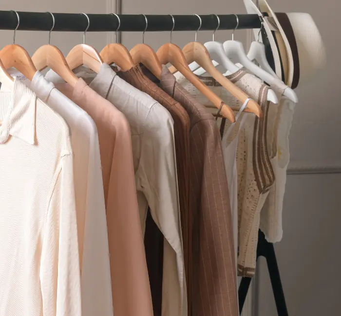 Sustainable minimalism clothes on a rack