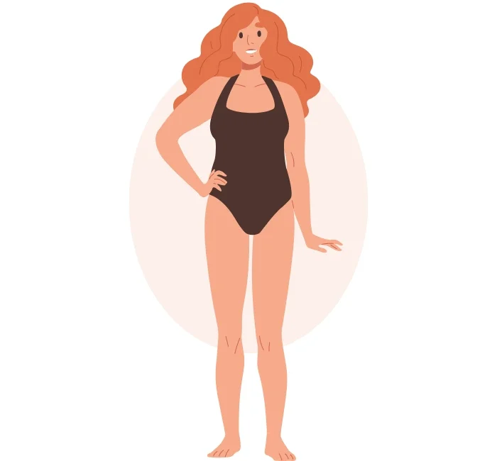 Illustration of a woman with a round body type encircled to highlight her form, symbolizing the guide on how to dress for round body type.