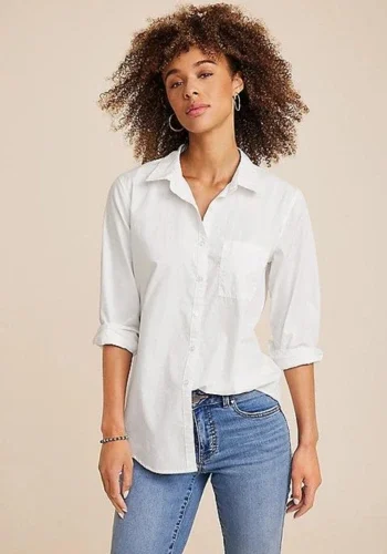 White Cotton Button-Down Shirt