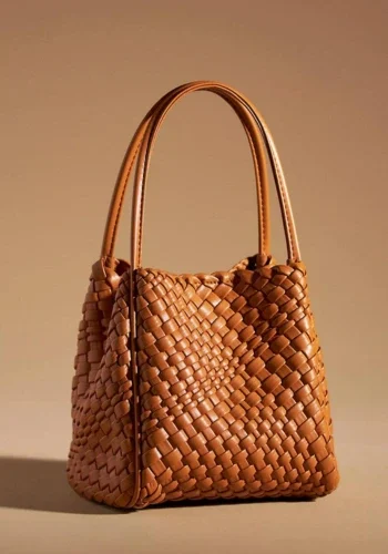 brown weave leather handbag